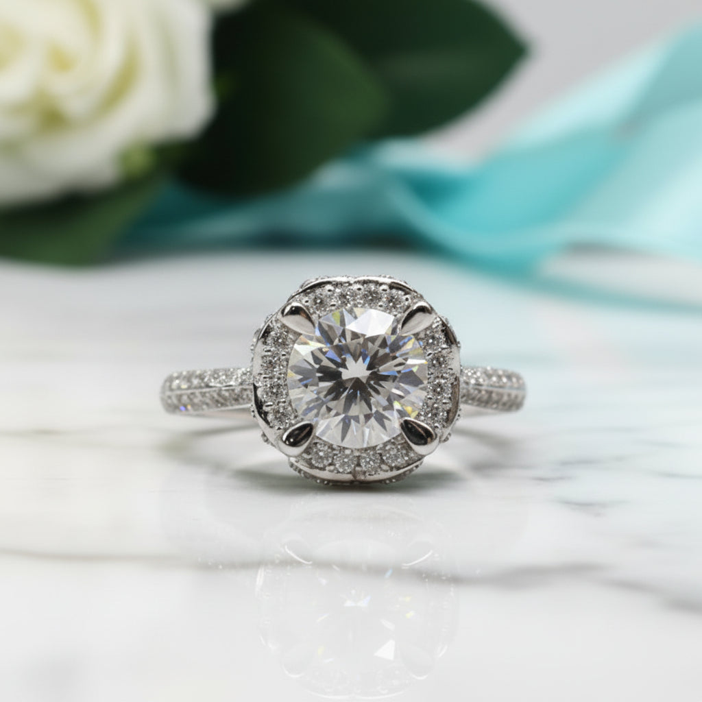 1.0 Ct Round Cut Diamond Engagement Ring-Evani Jewelry