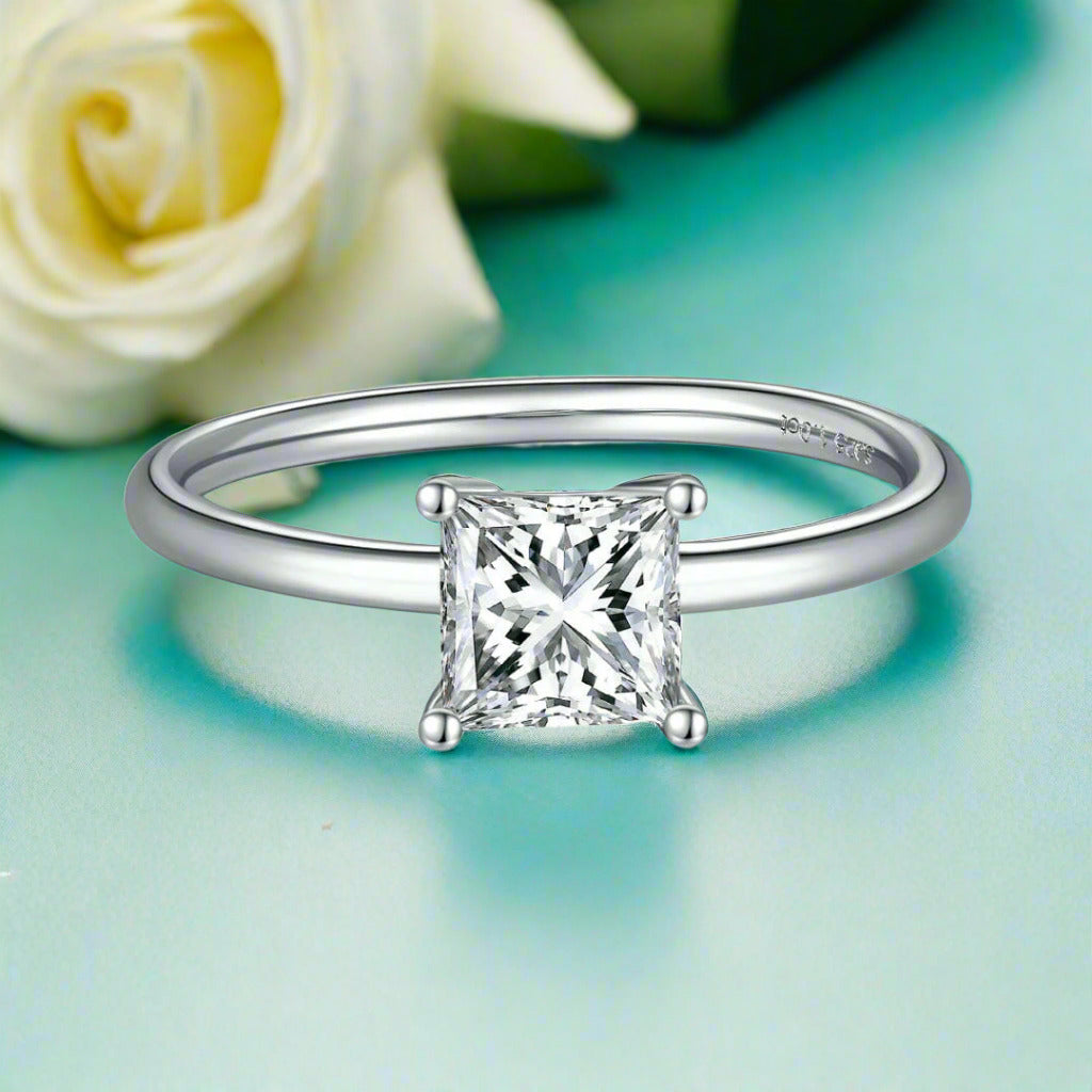 1.0 ct Princess-cut Diamond Solitaire Engagement Ring-Evani Naomi Jewelry