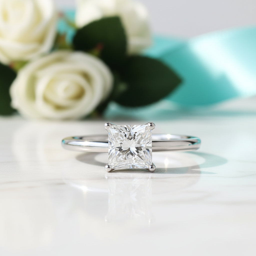 1.0 ct Princess-cut Diamond Solitaire Engagement Ring-Evani Jewelry