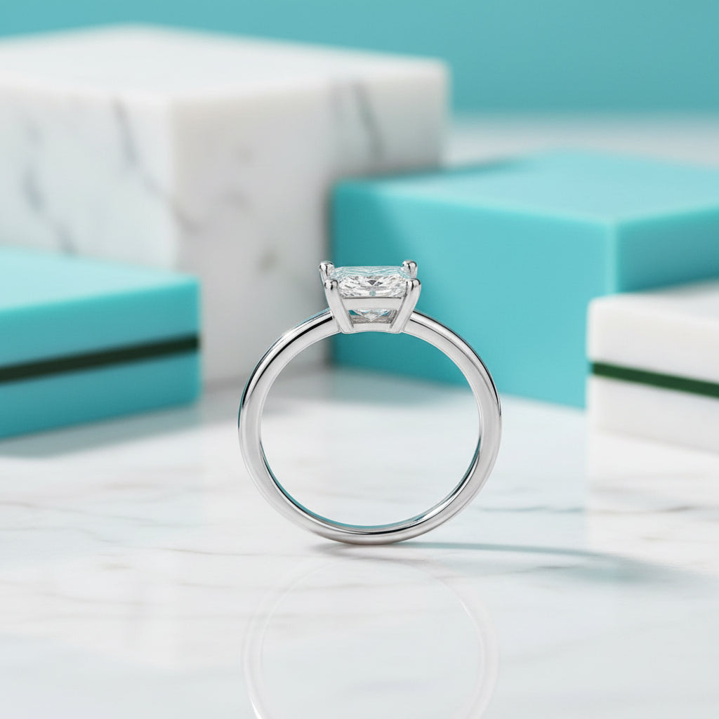 1.0 ct Princess-cut Diamond Solitaire Engagement Ring-Evani Jewelry