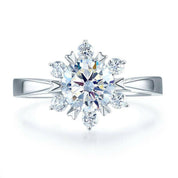 1.0 ct Round Cut Flower Style White Gold Diamond Ring-Evani Naomi Jewelry