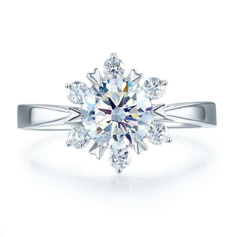 1.0 ct Round Cut Flower Style White Gold Diamond Ring-Evani Naomi Jewelry