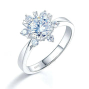 1.0 ct Round Cut Flower Style White Gold Diamond Ring-Evani Naomi Jewelry