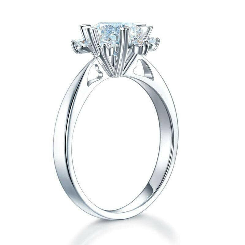 1.0 ct Round Cut Flower Style White Gold Diamond Ring-Evani Naomi Jewelry