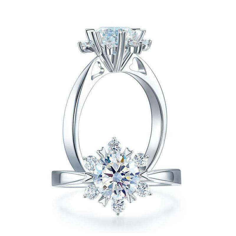 1.0 ct Round Cut Flower Style White Gold Diamond Ring-Evani Naomi Jewelry