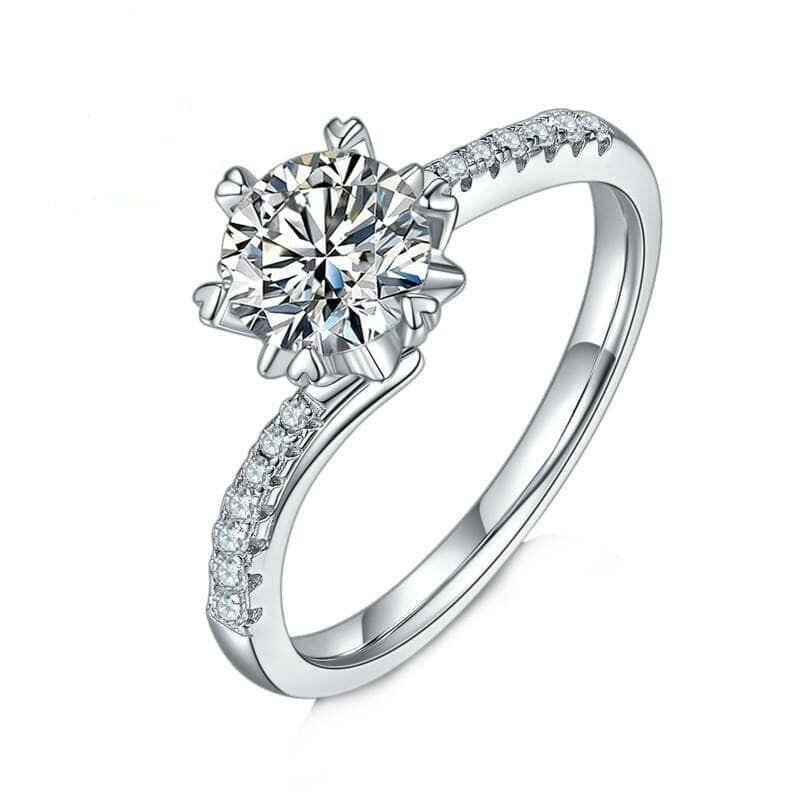 1.0 ct Round Cut Snowflake Diamond Engagement Ring-Evani Jewelry