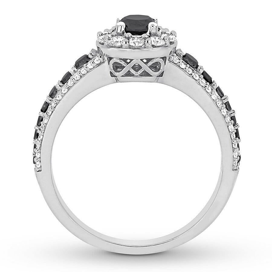 1.00 Ct Round Cut Black Diamond Engagement Ring-Evani Naomi Jewelry