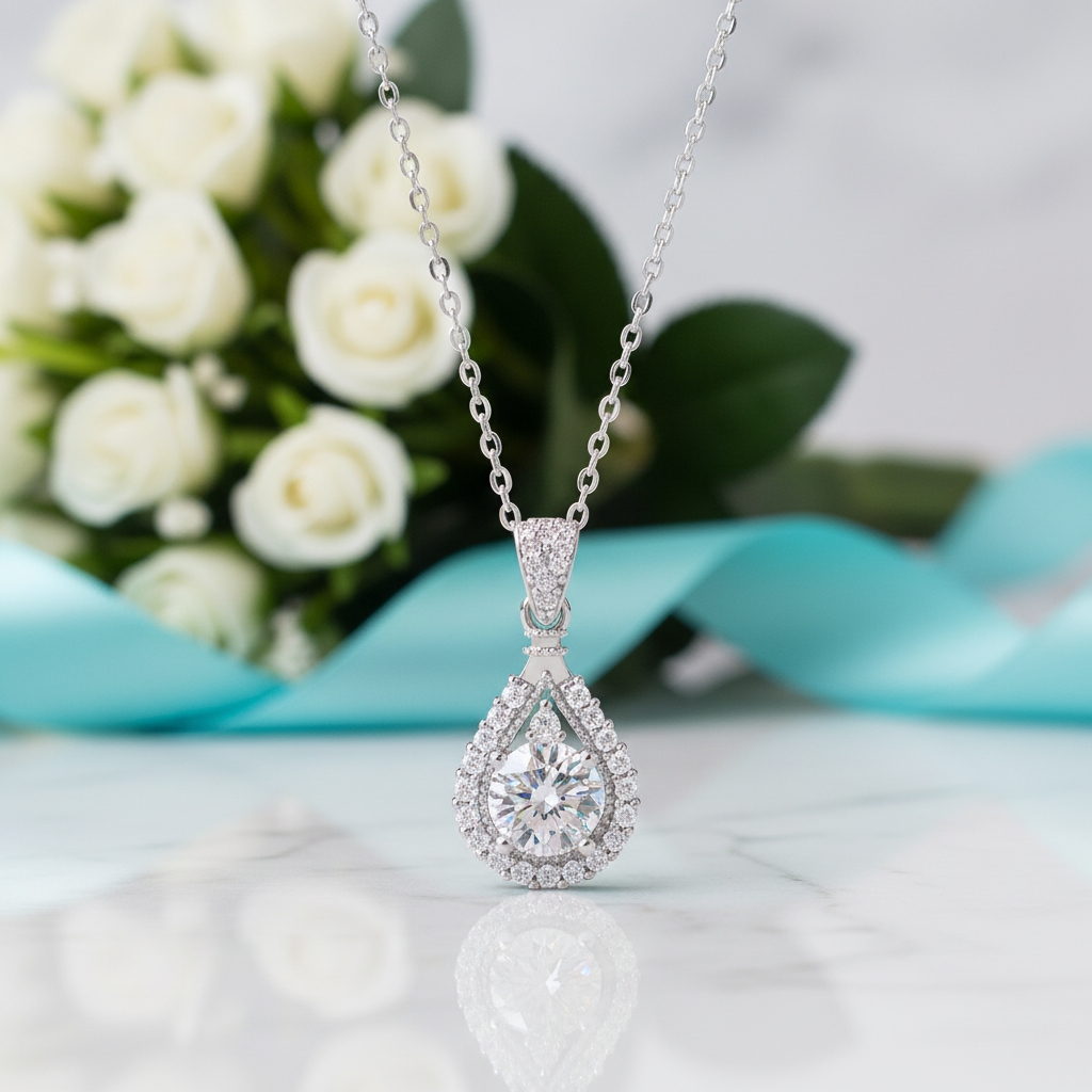 1.00 ct 6.5mm Diamond Water Drop Necklace-Evani Jewelry