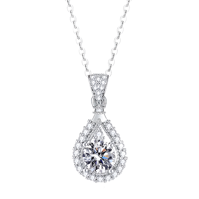 1.00 ct 6.5mm Diamond Water Drop Necklace-Evani Naomi Jewelry