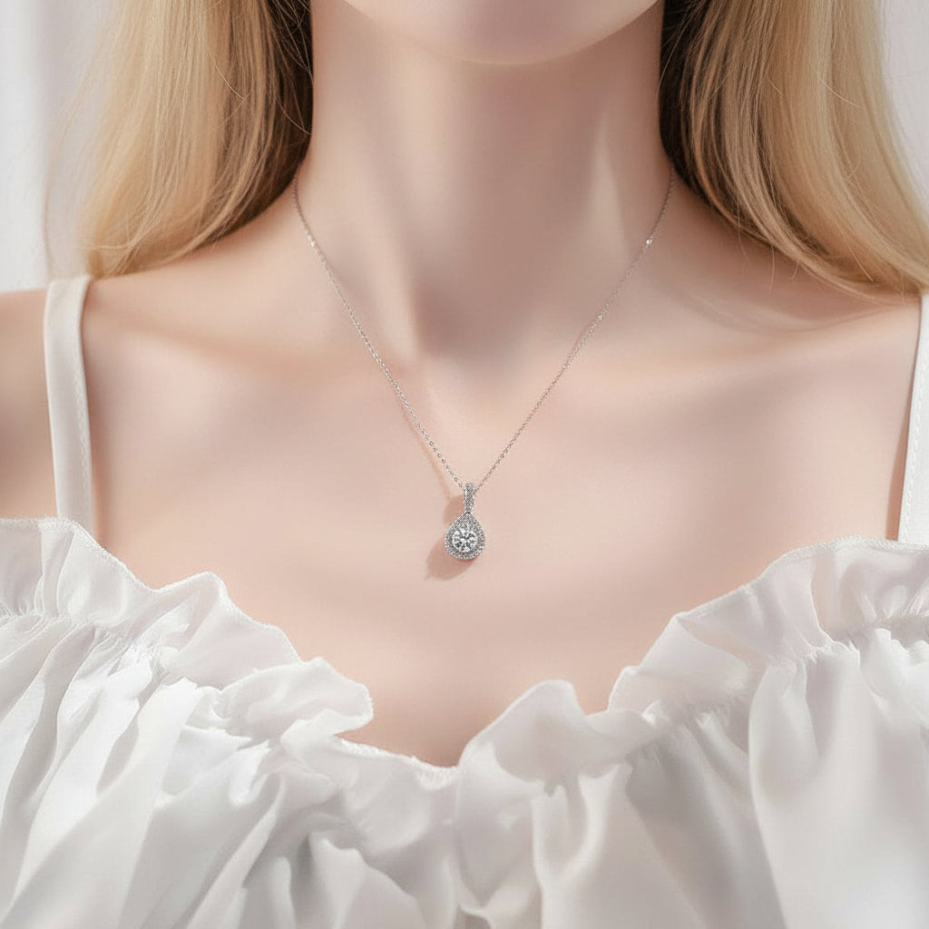 1.00 ct 6.5mm Diamond Water Drop Necklace-Evani Jewelry