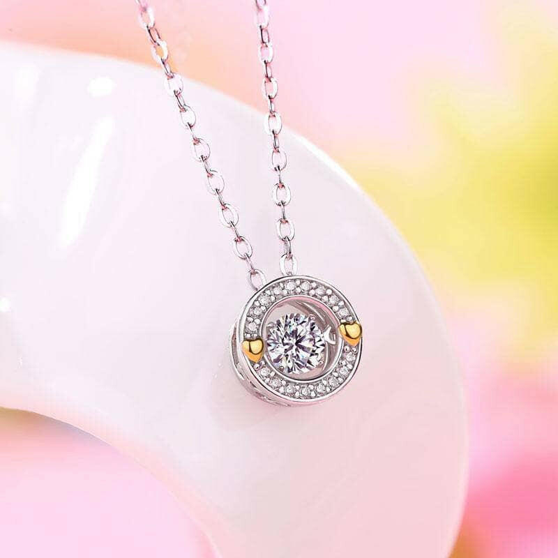 1.00 ct Dancing Diamond Necklace with Heart-Evani Naomi Jewelry
