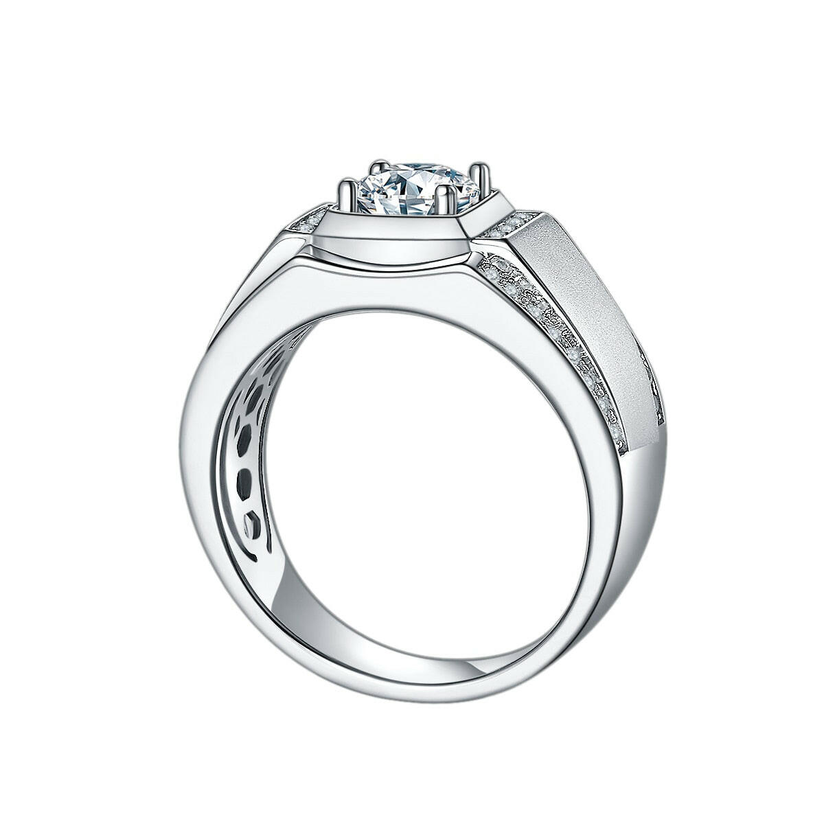1.00 ct Diamond Channel Side Stones Men's Ring-Evani Naomi Jewelry