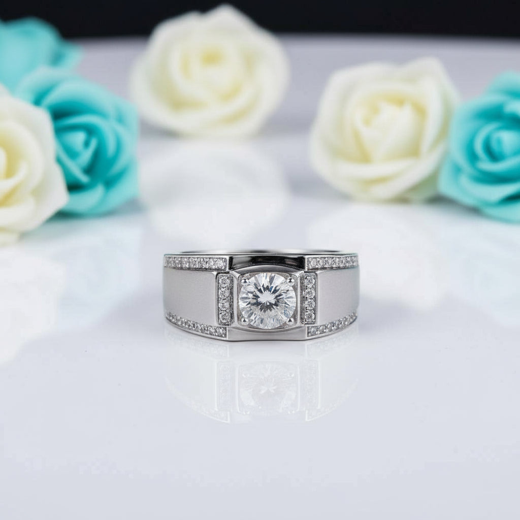 1.00 ct Diamond Channel Side Stones Men's Ring-Evani Naomi Jewelry