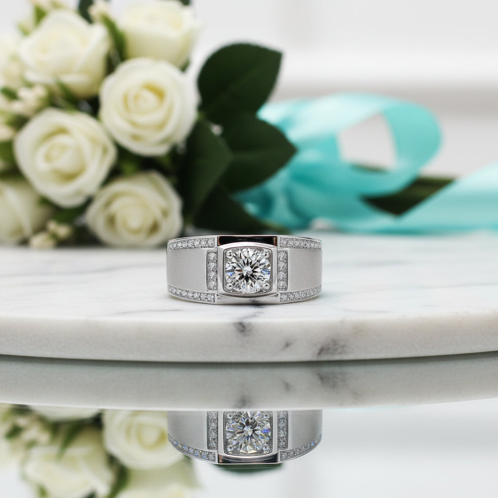 1.00 ct Diamond Channel Side Stones Men's Ring-Evani Jewelry