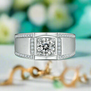1.00 ct Diamond Channel Side Stones Men's Ring-Evani Naomi Jewelry