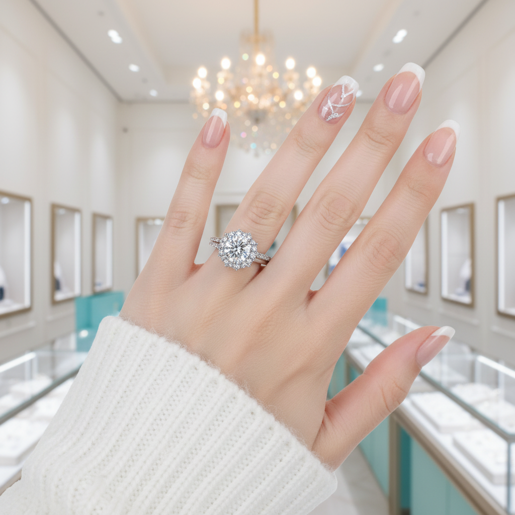 1.00 ct Diamond Flower Engagement Ring-Evani Jewelry