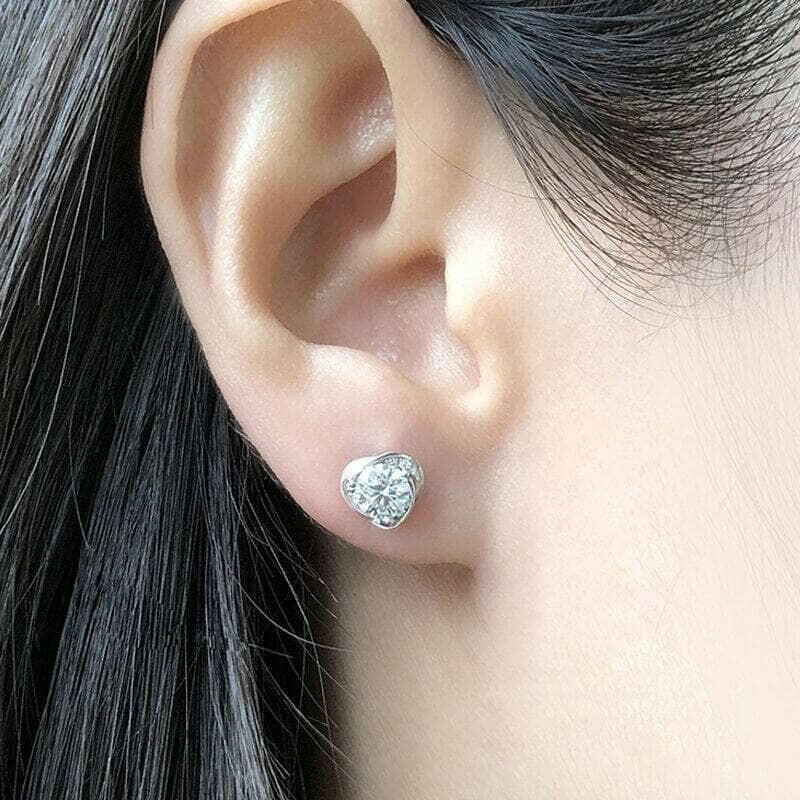 1.00 ct Diamond Heart Shaped Stud Earrings-Evani Naomi Jewelry