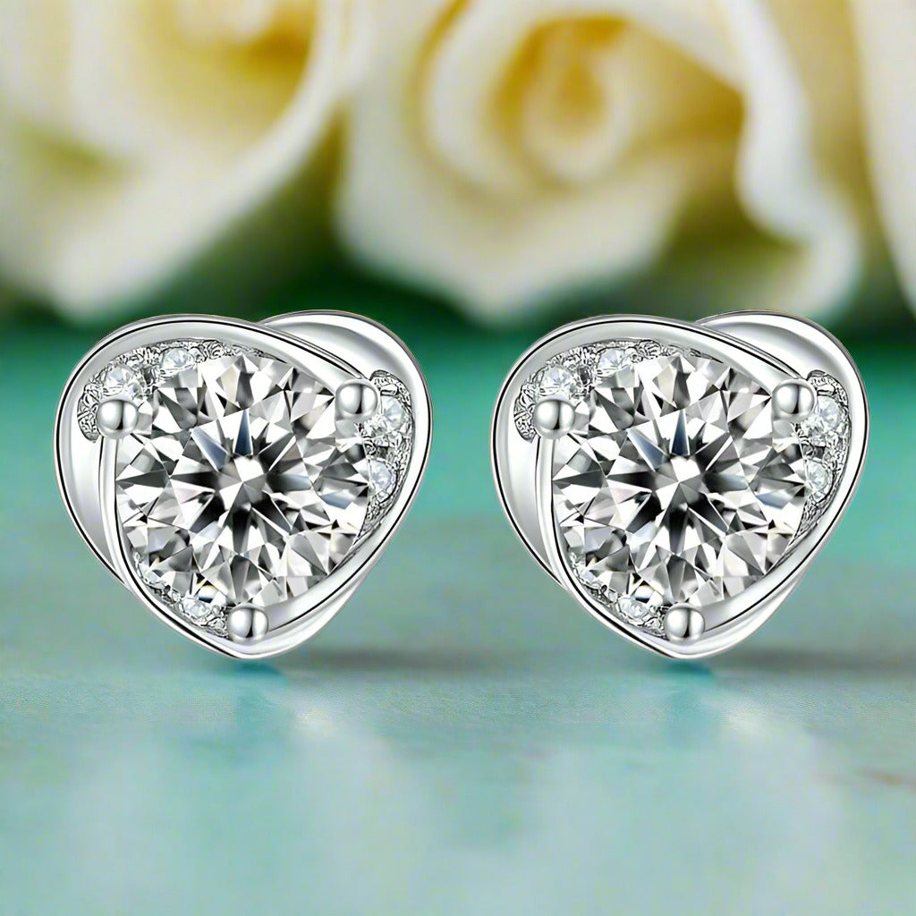 1.00 ct Diamond Heart Shaped Stud Earrings-Evani Naomi Jewelry