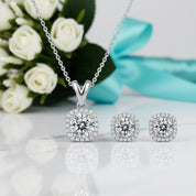 1.00 ct Diamond Solitaire Halo Jewelry Set-Evani Jewelry