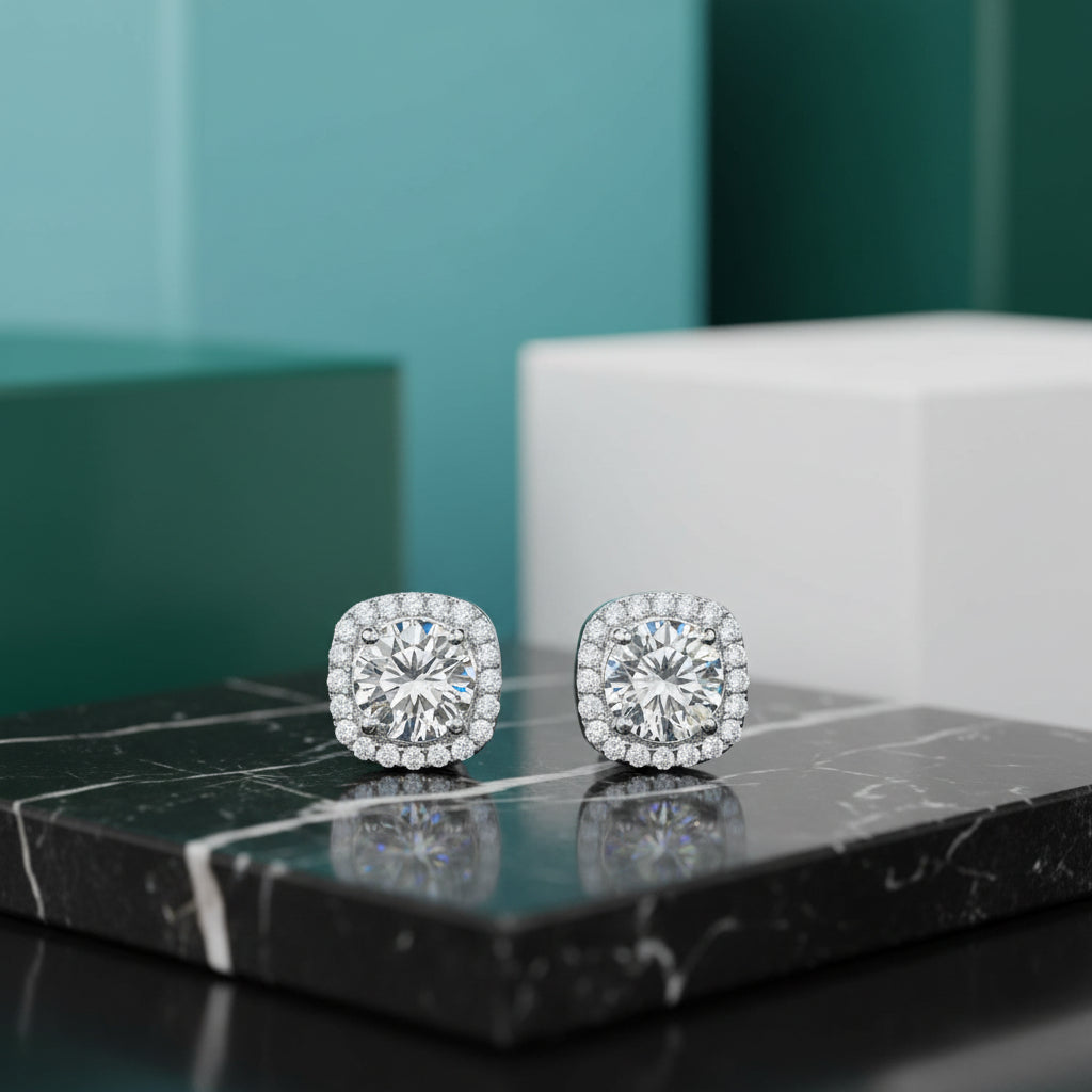 1.00 ct Diamond Solitaire Halo Jewelry Set-Evani Jewelry