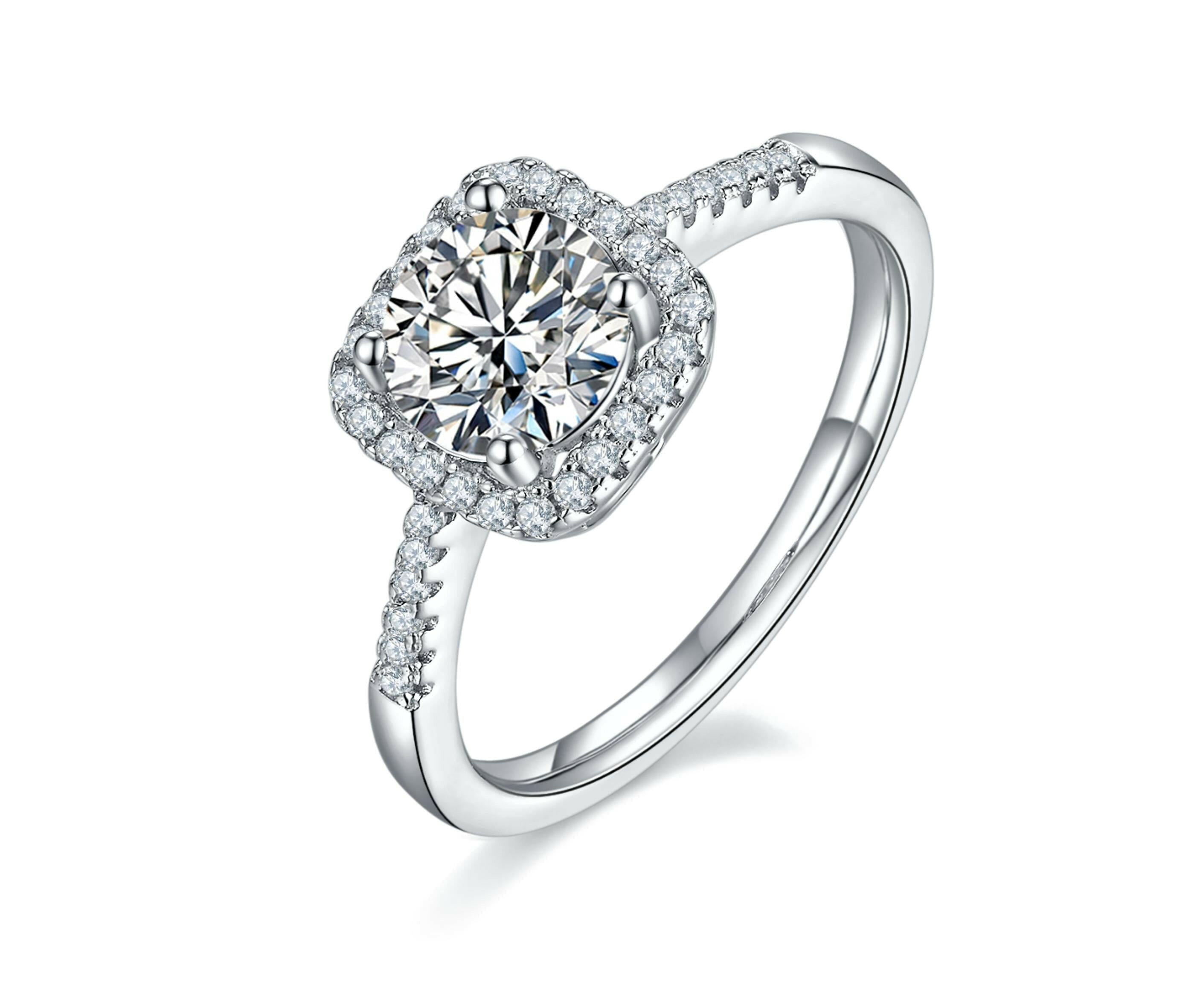 1.00 ct Diamond Square Halo Engagement Ring-Evani Naomi Jewelry