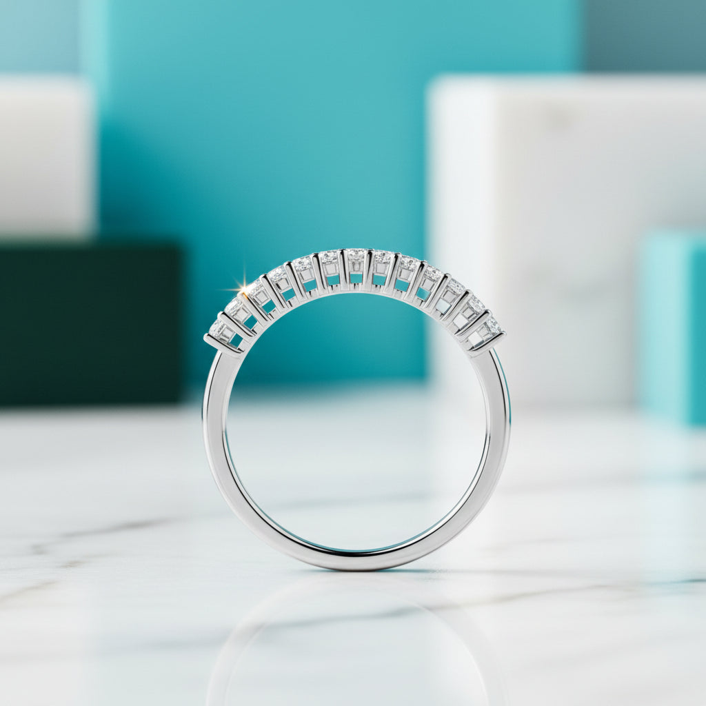 1.00 ct Emerald-cut Diamond Half Eternity Wedding Band-Evani Jewelry