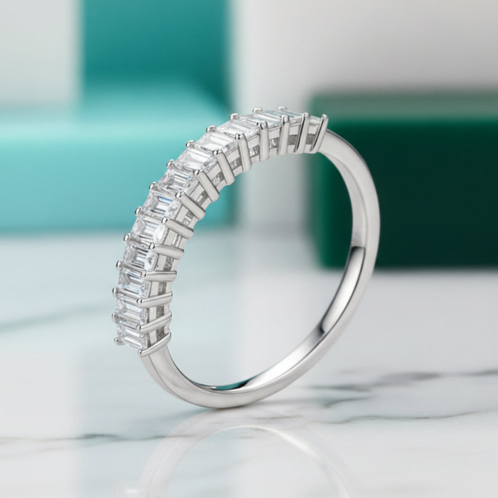 1.00 ct Emerald-cut Diamond Half Eternity Wedding Band-Evani Jewelry