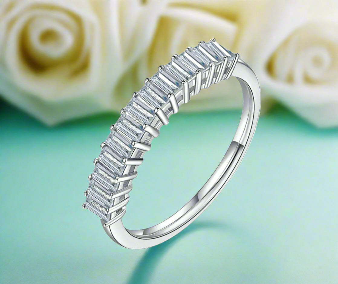1.00 ct Emerald-cut Diamond Half Eternity Wedding Band-Evani Naomi Jewelry