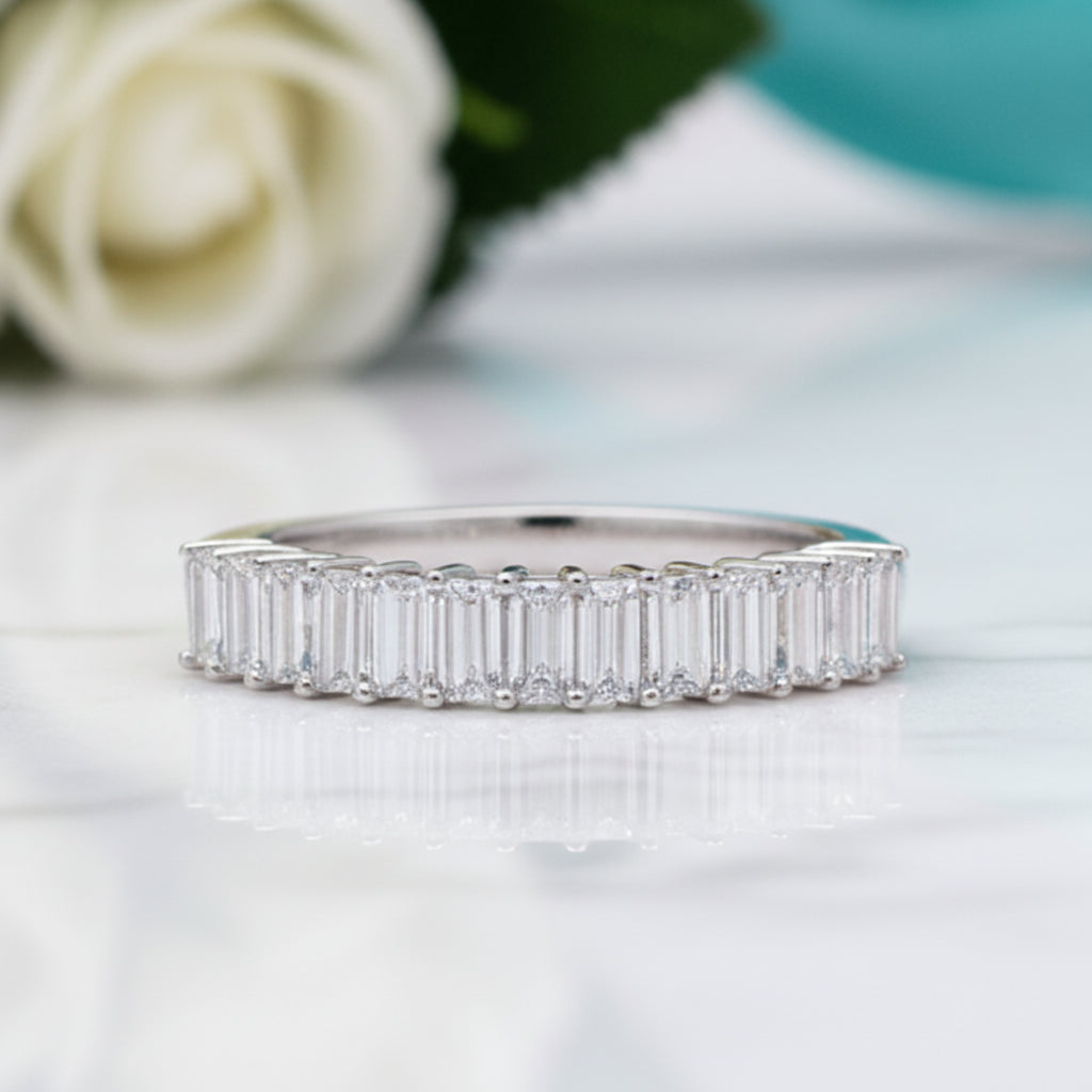 1.00 ct Emerald-cut Diamond Half Eternity Wedding Band-Evani Jewelry