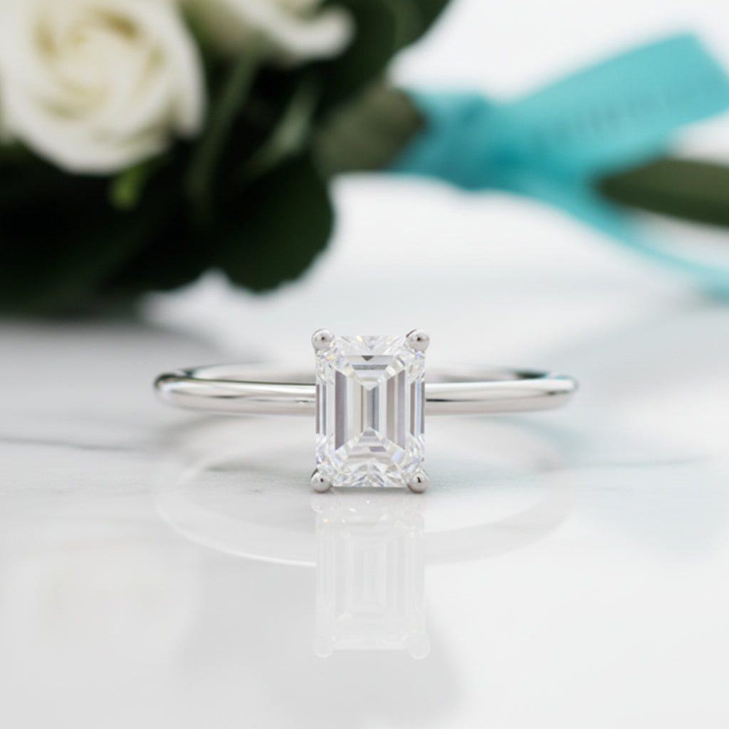 1.00 ct Emerald-cut Diamond Solitaire Engagement Ring-Evani Jewelry
