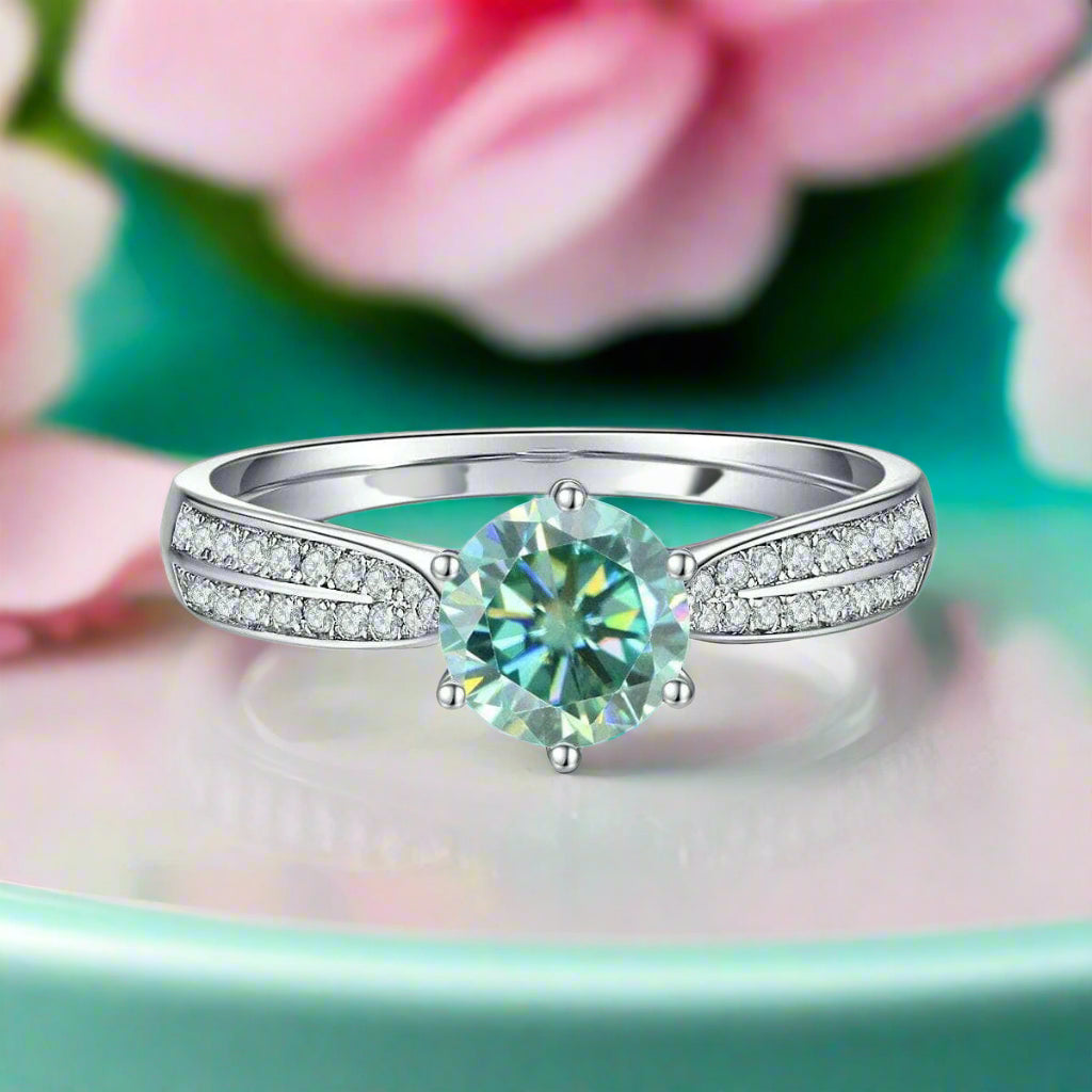 1.00 ct Green Diamond Engagement Ring-Evani Naomi Jewelry