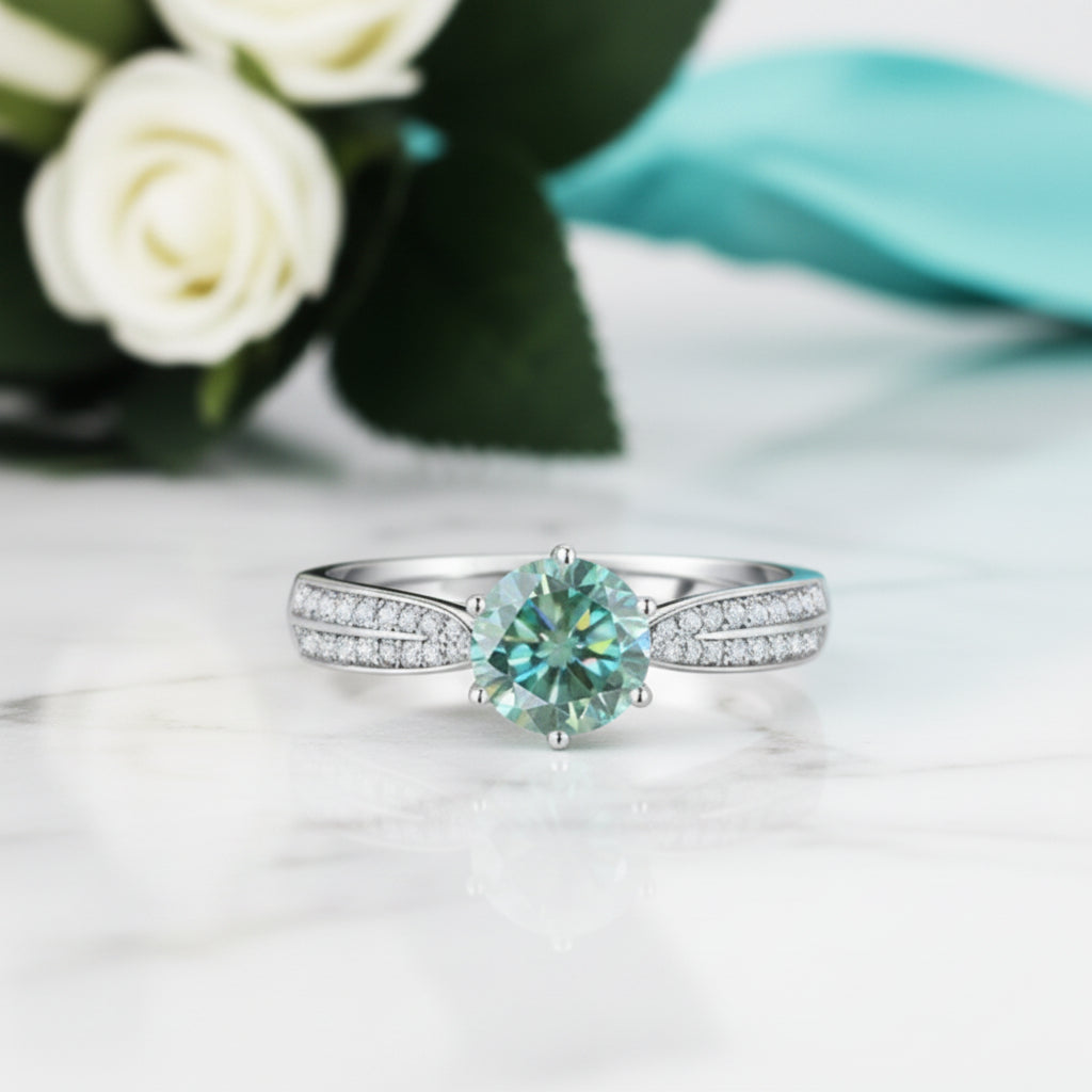 1.00 ct Green Diamond Engagement Ring-Evani Jewelry