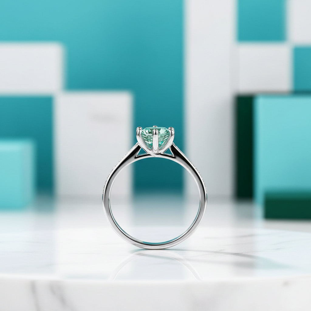 1.00 ct Green Diamond Engagement Ring-Evani Jewelry