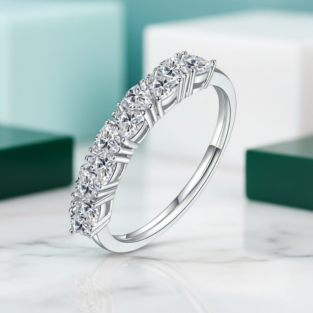 1.00 ct Heart-cut Diamond Wedding Band-Evani Jewelry