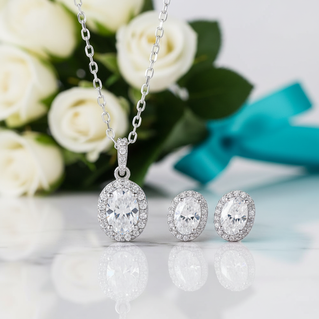 1.00 ct Oval-cut Diamond Jewelry Set-Evani Jewelry