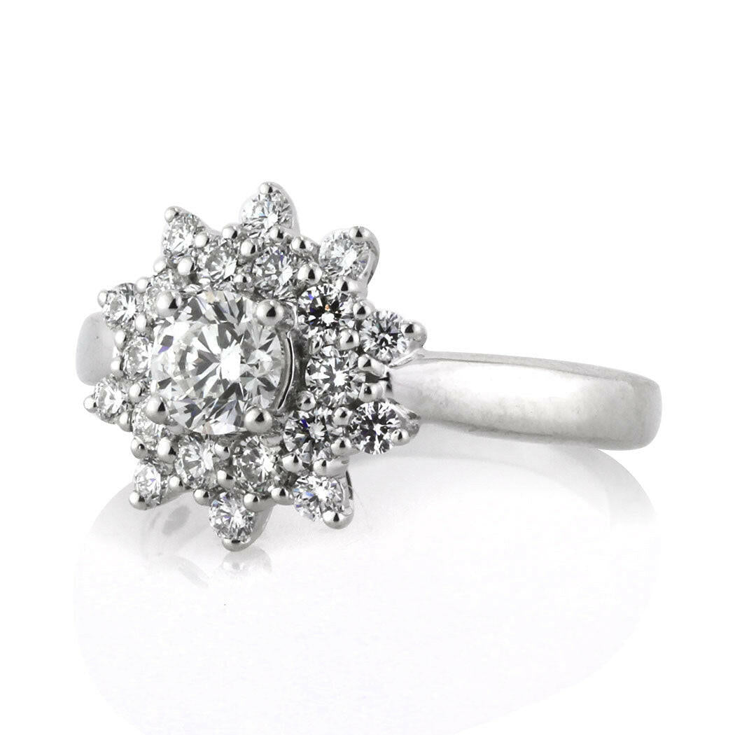 1.00 ct Round Brilliant Cut Diamond Flower Engagement Ring-Evani Naomi Jewelry