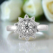 1.00 ct Round Brilliant Cut Diamond Flower Engagement Ring-Evani Naomi Jewelry