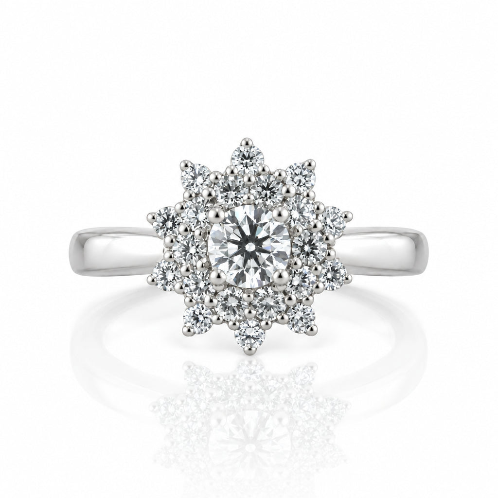 1.00 ct Round Brilliant Cut Diamond Option Flower Engagement Ring