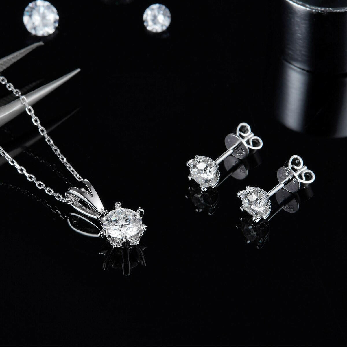 1.00 ct Round Diamond Snowflake Jewelry Set-Evani Naomi Jewelry