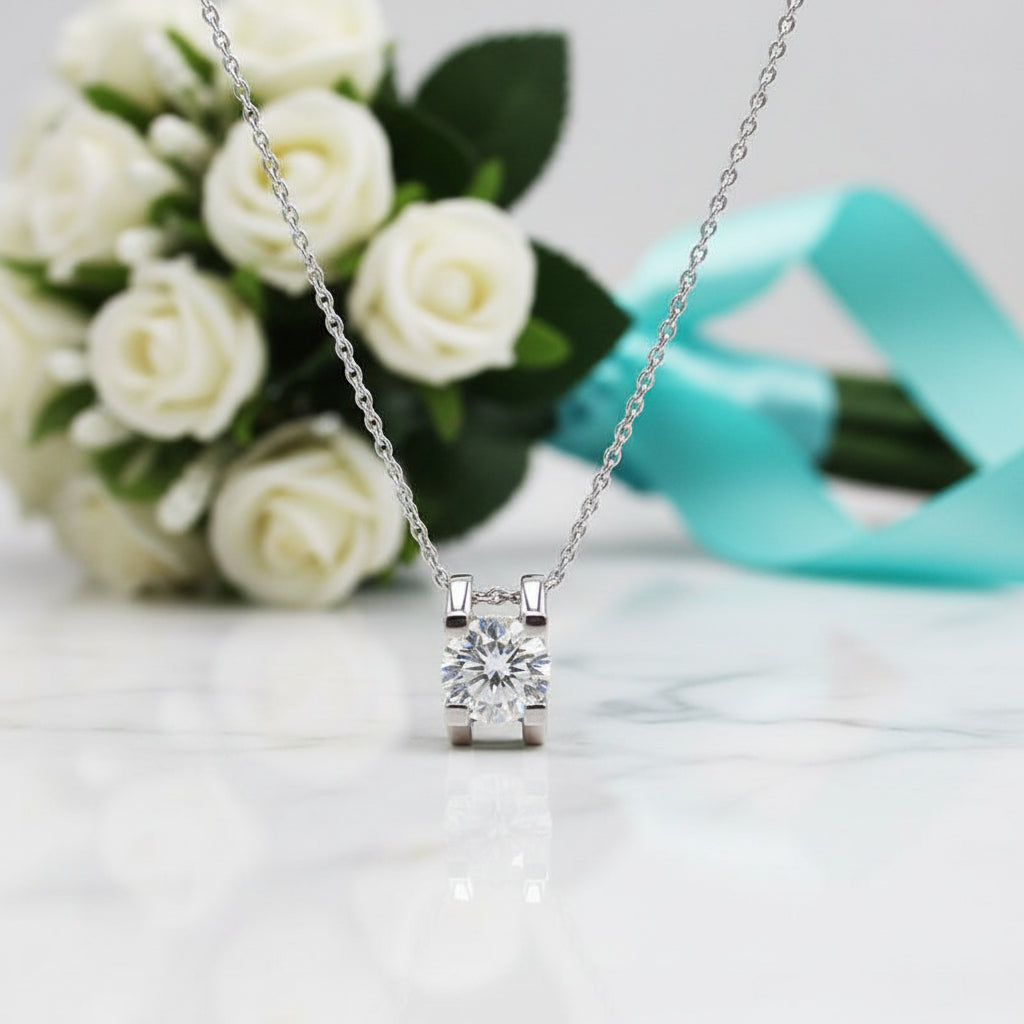 1.00 ct Round-cut 6.5mm Diamond Necklace-Evani Jewelry