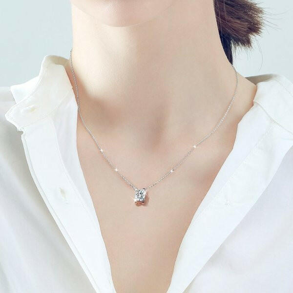 1.00 ct Round-cut 6.5mm Diamond Necklace-Evani Jewelry