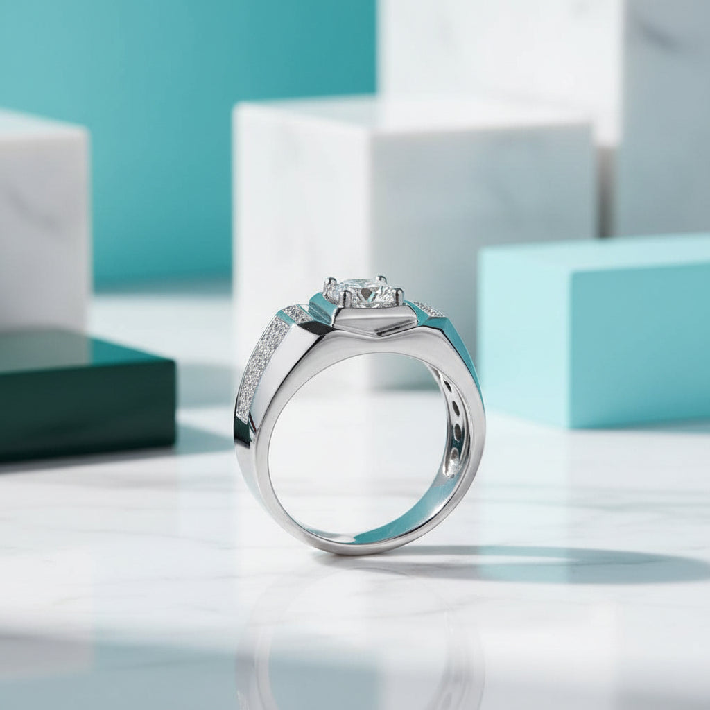 1.00 ct Round-cut Diamond Cluster Men's Rings-Evani Jewelry