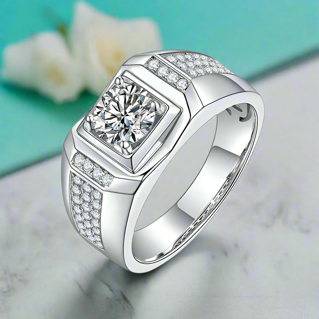 1.00 ct Round-cut Diamond Cluster Men's Rings-Evani Naomi Jewelry