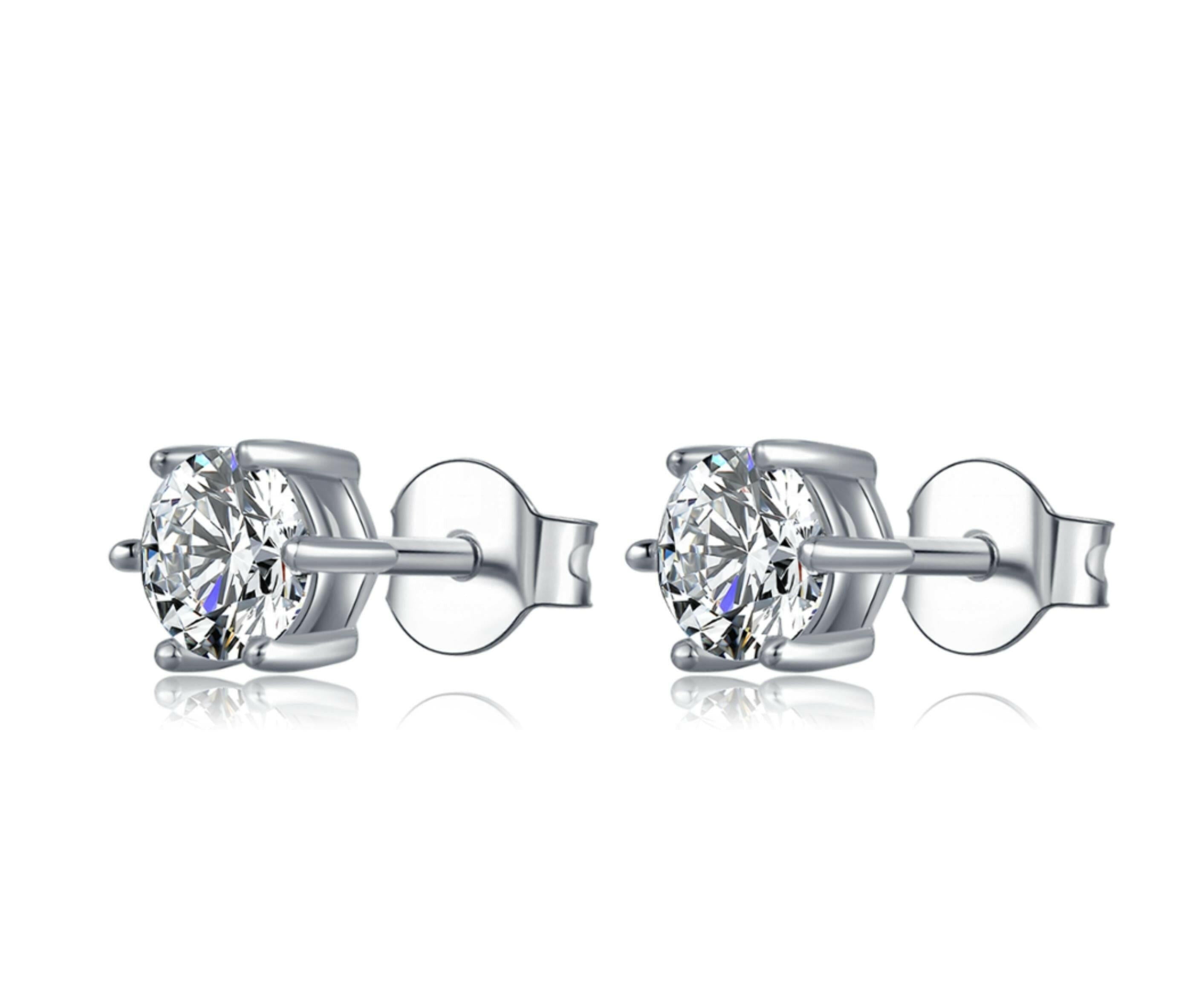 1.00 ct Round-cut Diamond Stud Earrings-Evani Naomi Jewelry