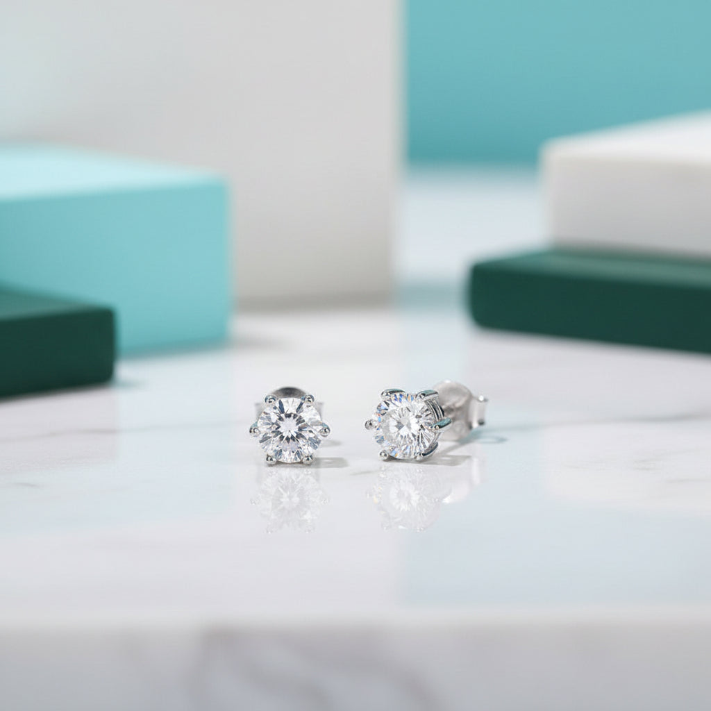 1.00 ct Round-cut Diamond Stud Earrings-Evani Jewelry