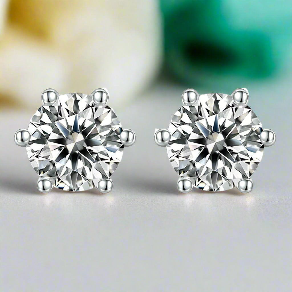 1.00 ct Round-cut Diamond Stud Earrings-Evani Naomi Jewelry