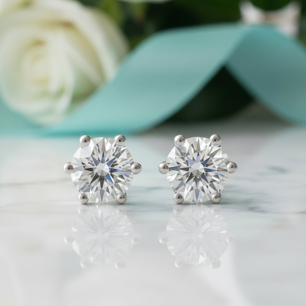 1.00 ct Round-cut Diamond Stud Earrings-Evani Jewelry