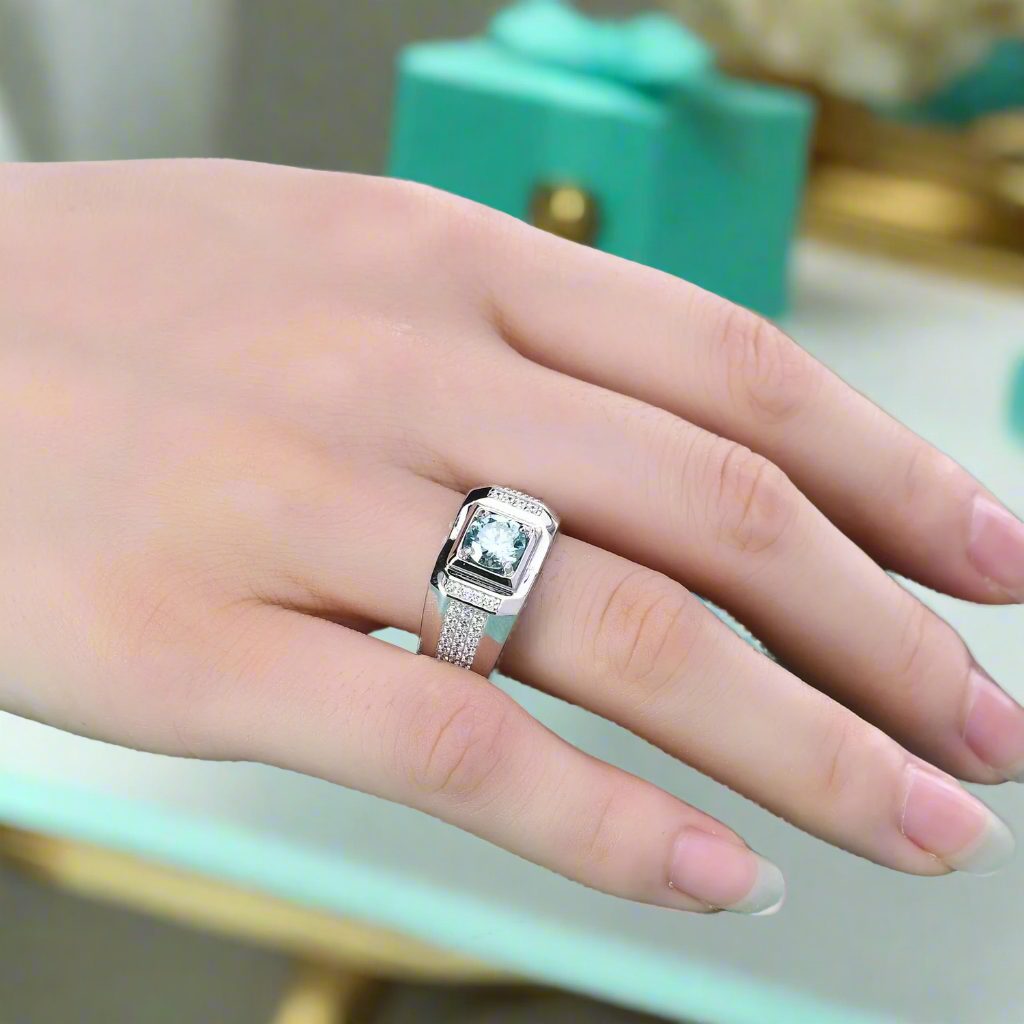 1.00 ct. Green Diamond Men's Cluster Ring-Evani Jewelry