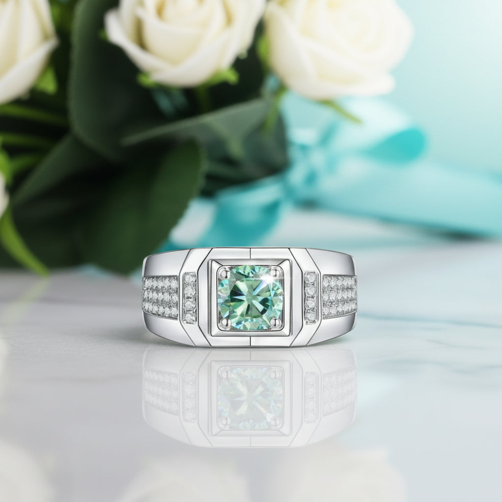 1.00 ct. Green Diamond Men's Cluster Ring-Evani Jewelry