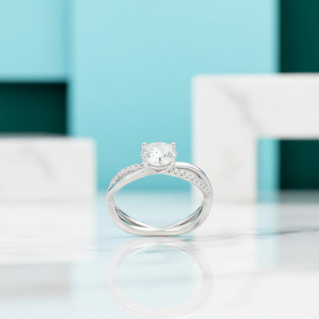1.0ct Diamond Twist Band Engagement Ring-Evani Jewelry